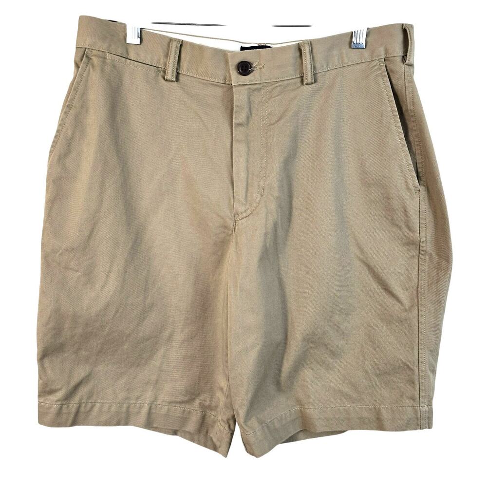 Lands' End Traditional Fit Shorts Men's 32 Khaki Chino Summer Casual Coastal